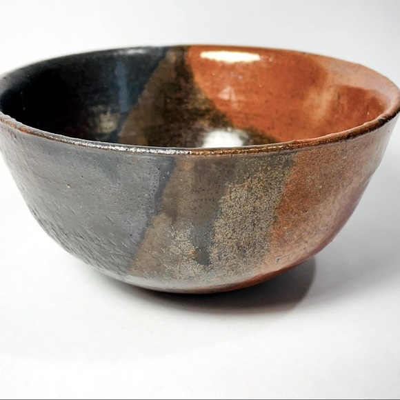 Other - Small charcoal & rust orange pottery small bowl